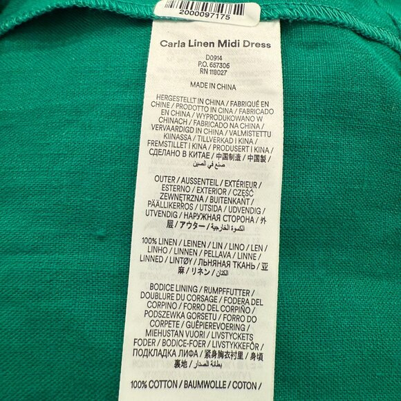 Boden - Carla Dress in Emerald Green Linen w/Pockets - size 8 - Picture 8 of 9